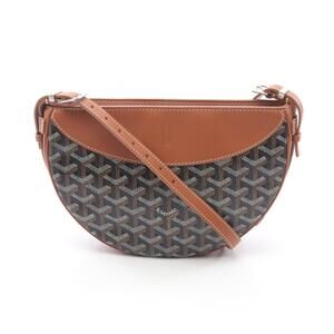 Goyard Hirondelle Shoulder Bag Leather Canvas Brown Black